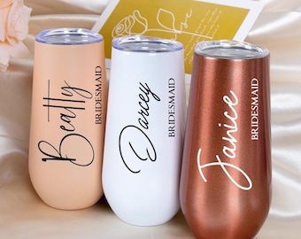 Personalisierter Champagner Becher, Brautjungfer Geschenke für Sie, Bachelorette Party Favor, Hochzeitsgeschenk