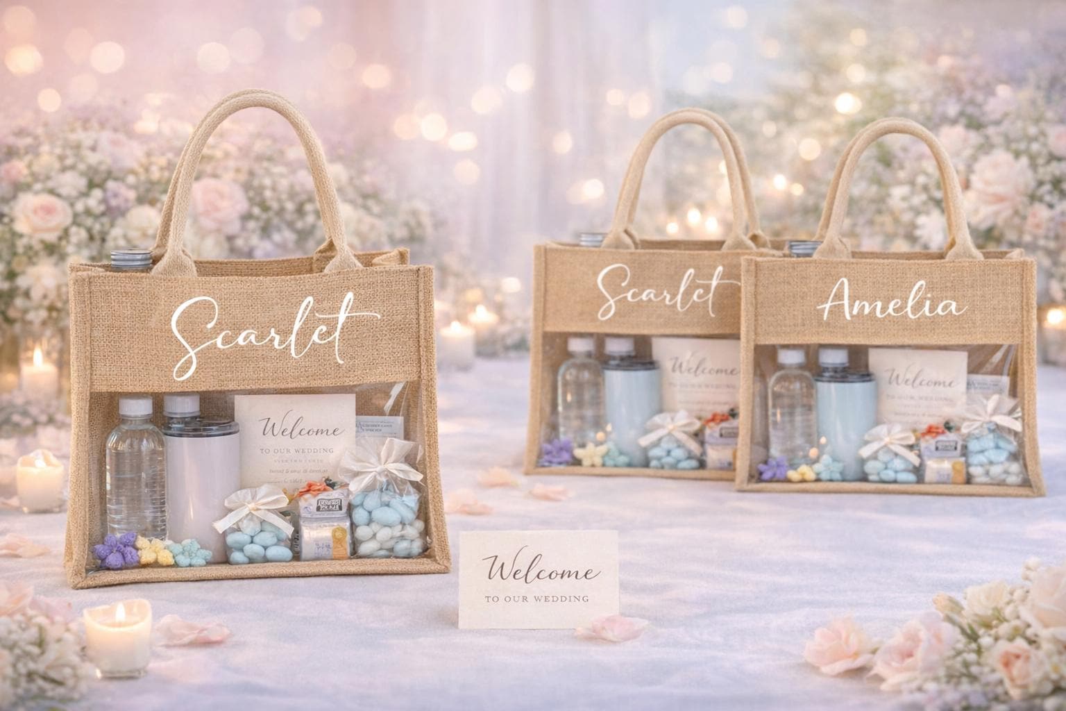 Custom Bridesmaid Burlap Tote With Clear Window – Personalized Wedding ...