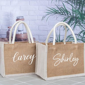 Bolsa de yute para dama de honor, bolsa con nombre personalizado para la fiesta nupcial, regalo de boda personalizado, bolsa con letras, bolsa para el maestro, bolsa de agradecimiento escolar