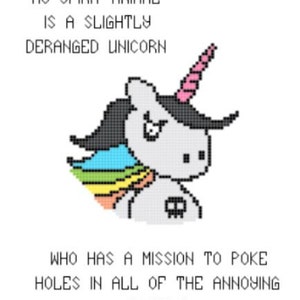 Deranged Unicorn Cross Stitch Pattern - PDF Instant Download