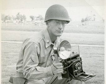 Army PHOTOGRAPHER with CAMERA in 1950s Photo