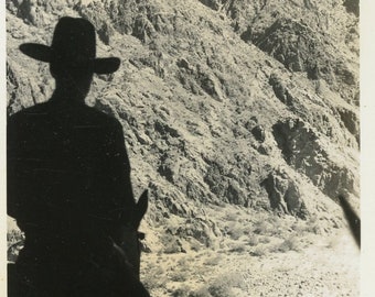 SHADOWY SILHOUETTE of COWBOY Looking Over Colorado River 1940s Photo