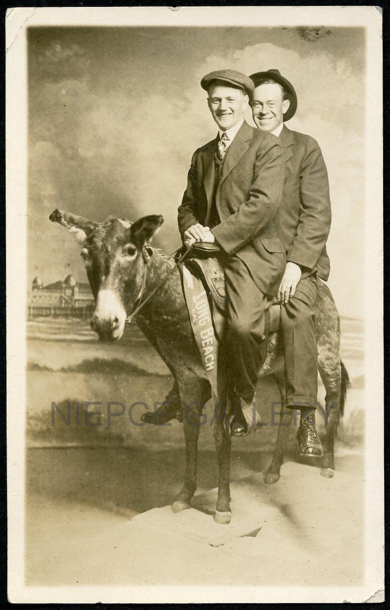 Two Men on DONKEY - Arcade Novelty Prop Studio Photo - LONG BEACH ...