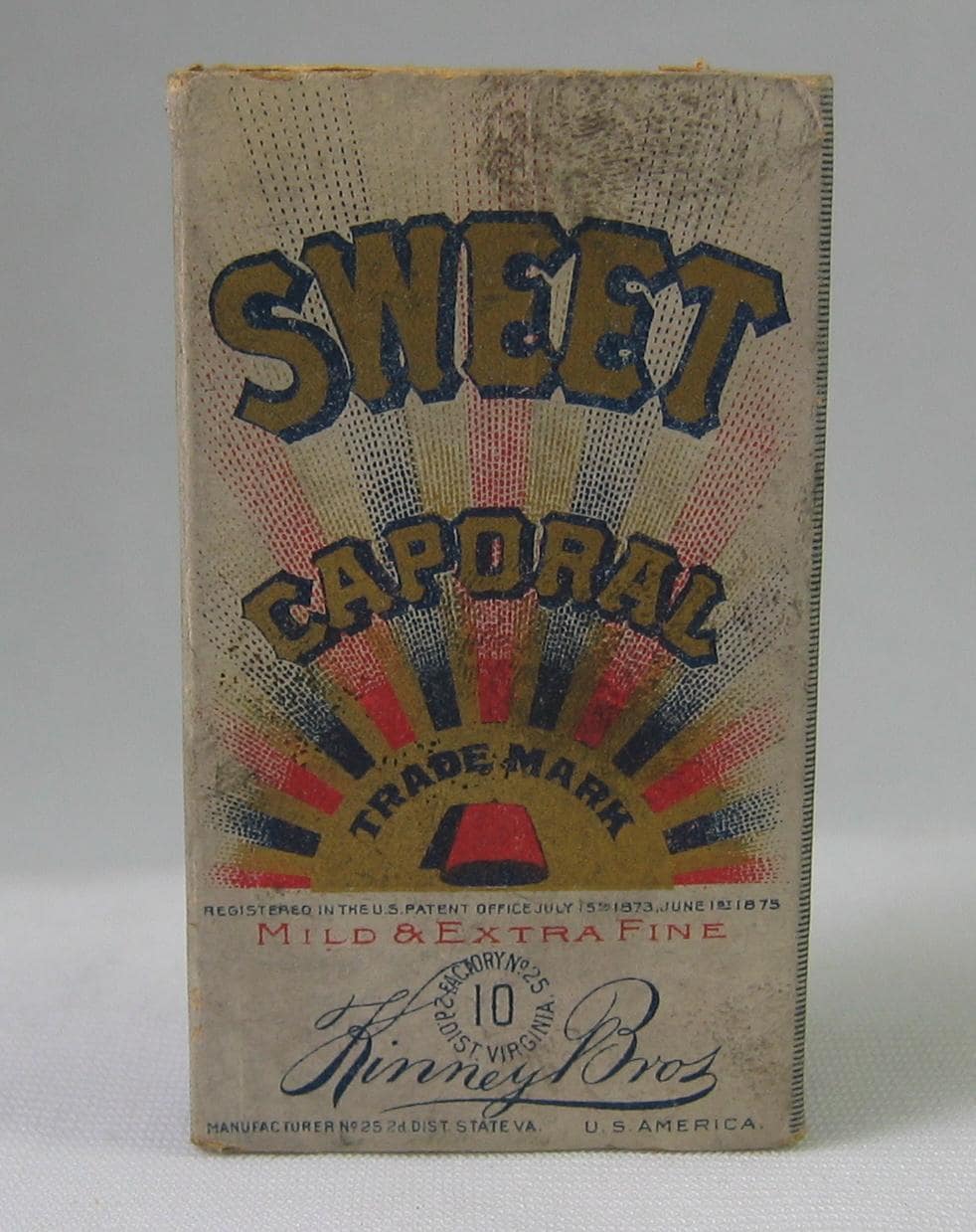 caporal cigarette 1900 SWEET CAPORAL Kinney Bros. - ORIGINAL Antique Cigarette Box Shell W  June 13 1898 Tax Stamp