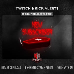 Spookified Halloween Stream Alerts: Animated WEBM Pack (Twitch & Kick)