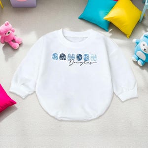 Custom Name Baby Romper: Personalized Boy Bodysuit, Minimalist Design