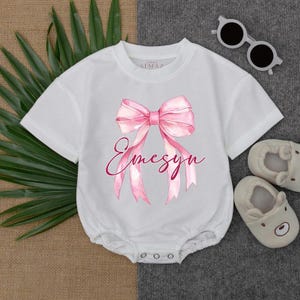 Personalized Baby Bow Romper: Handmade Infant Outfit