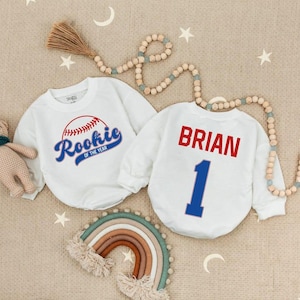 Rookie Of The Year Birthday Baby Romper, 1st Birthday Baybysuit Romper, Baseball Birthday Baby Outfit, Sports Birthday Bodysuit