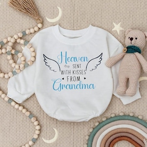 Grandma In Heaven Romper, Heaven Sent Baby Bodysuits, Custom Baby Shower Gift, In Memory Of Grandma, Newborn Announcement, Guardian Angel