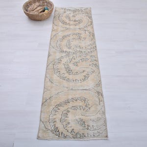 Beıge Pattern, Handmade Wool Rug, 2x7 Entry rug, wool rug2x7 ft Area Rug, Turkish Runner Rug, Vintage Rug, Anatolian Carpet, Corridor Rug,