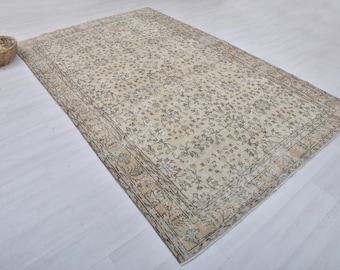 6x10 Vintage Turkish Oushak Rug, Handmade Anatolian Rug