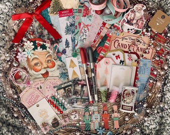Vintage-inspired Christmas Paper Craft Kit | Junk Journal & Scrapbook Paper Pack | Holiday Ephemera Bundle
