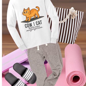 Cartoon Cat Yoga Shirt for Mindful Moments and Stretchy Vibes, Cute Cat Shirt, Yoga Lover Gift, Cat Yoga T-Shirt, Fun Cat Apparel