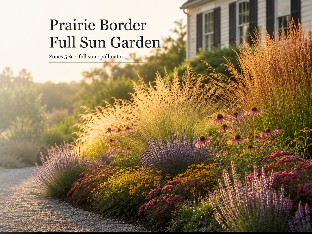 Prairie Border Full Sun Garden Plan · Prairie Border · Printable PDF · Zones 5–9 - Etsy