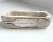 Native American Soapstone Carving, Soapstone Smudge Bowl, Incense Burner, Soapstone Bowl, Feather Carving, Native American Carving, Sage