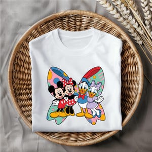 Cartoon Friends Png Clipart, Mickey Minnie Donald Daisy Style Group with Pastel Bow, Cute Family Squad Design for Kids, Instant Download