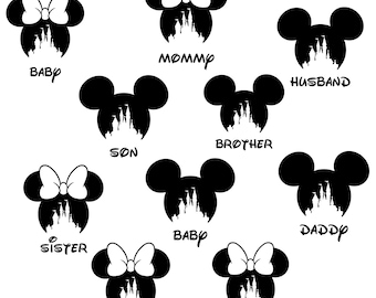 Family Vacation SVG Bundle, Matching Castle Ear Clipart, Mommy Daddy Baby Shirt Design, Cricut Cut Files for Family Trip Shirts