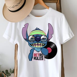 Paquete de imágenes prediseñadas de puntadas retro, PNG de puntadas modernas de los 80, casete y vinilo vintage, diseño de sublimación de dibujos animados divertidos, descarga digital