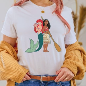 Ariel and Moana Digital Clipart, Summer Princess Printable Design, Cute Mermaid PNG, Tropical Girl Download for Crafts