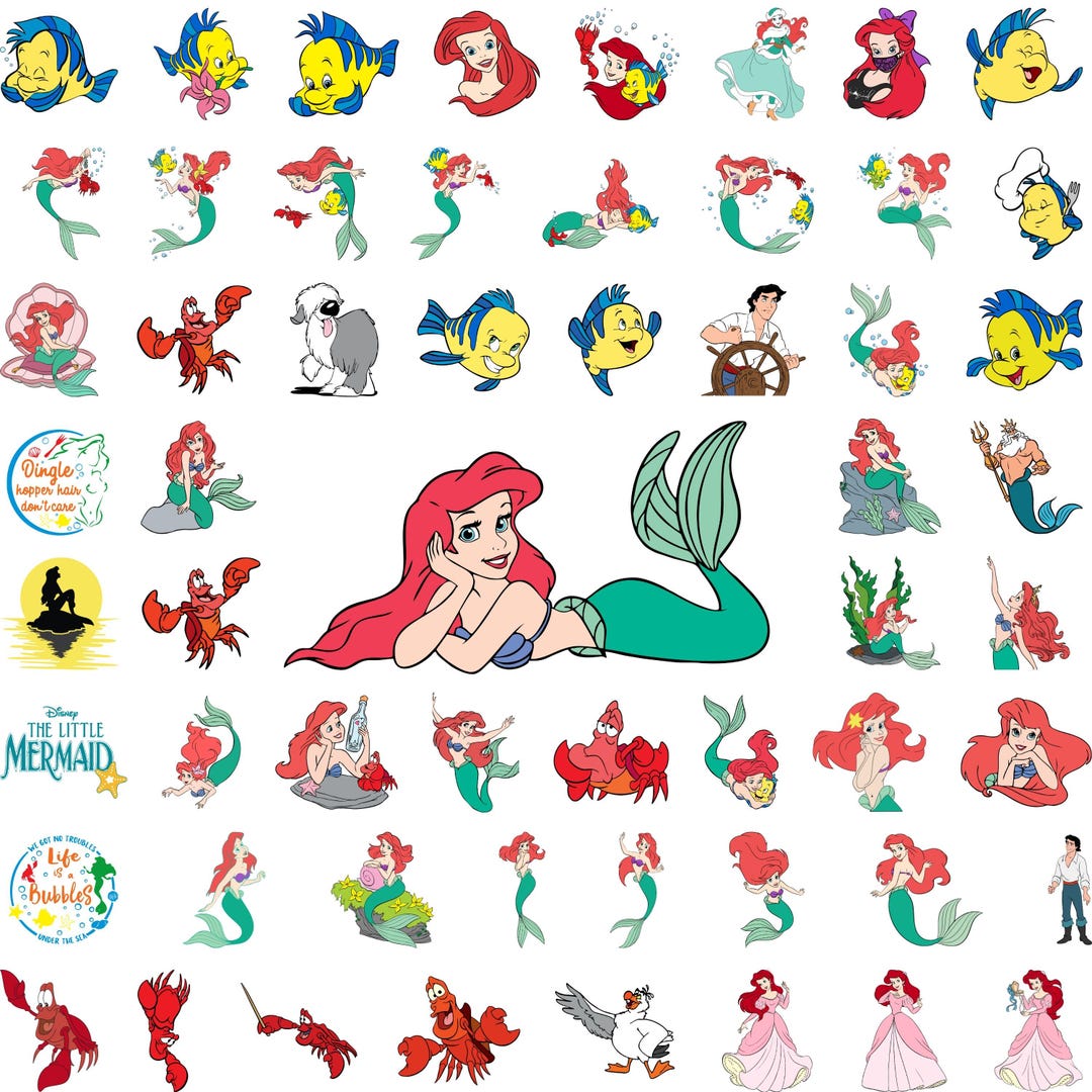 リトル・マーメイド SVG PNG クリップアートバンドル、Cricut 用