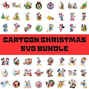 Cartoon Christmas SVG Mega Bundle, 880 Holiday Mickey Minnie Princess Clipart, Christmas Cartoon SVG for Cricut, Digital Cut Files Download