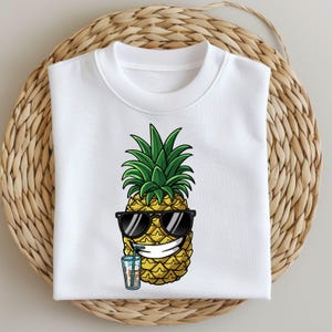 Cool Pineapple PNG, Funny Summer Fruit Clipart for Cricut, Vacation Sublimation Design, Tropical Beach Shirt Art, Instant Download