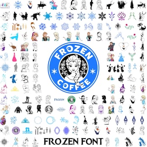 Frozen SVG PNG Clipart Bundle, Anna Elsa Olaf Birthday Set, Frozen 2 Princess Cricut Files, Cute Vector Images, Instant Download