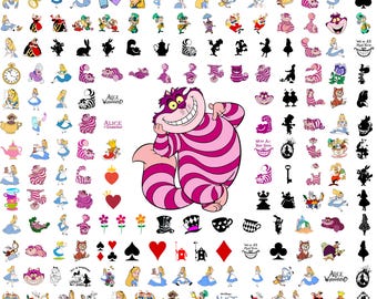 Alice au pays des merveilles SVG Bundle, Alice SVG, Reine de coeur PNG, Clipart princesse, téléchargement numérique, fichiers de découpe pour Cricut et Silhouette