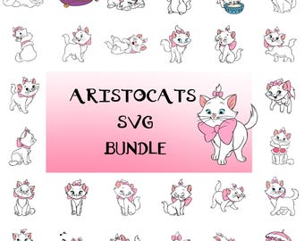 Pliki Aristocats Marie Svg i Png dla Cricut, Pakiet Aristocats SVG, Aristocats Png, Marie Svg dla koszuli, Natychmiastowe pobieranie Aristocats Clipart