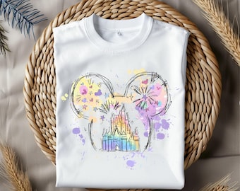 Akvarell magiskt kungarike png, musöra slott png, retro färgglatt slott png, sublimeringsdesign png, magiskt kungarike png, omedelbar nedladdning