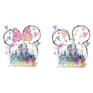 Watercolor Magical Kingdom Png, Mouse Ear Castle Png, Retro Colorful Castle Png, Sublimation Design Png, Magic Kingdom Png, Instant Download
