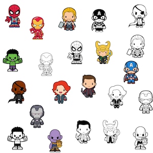 Chibi Superhero SVG Bundle, Baby Superhero Svg bundle, Cute Superhero Avengers Clipart, Spiderman Hulk Clipart, Most famous superheroes svg