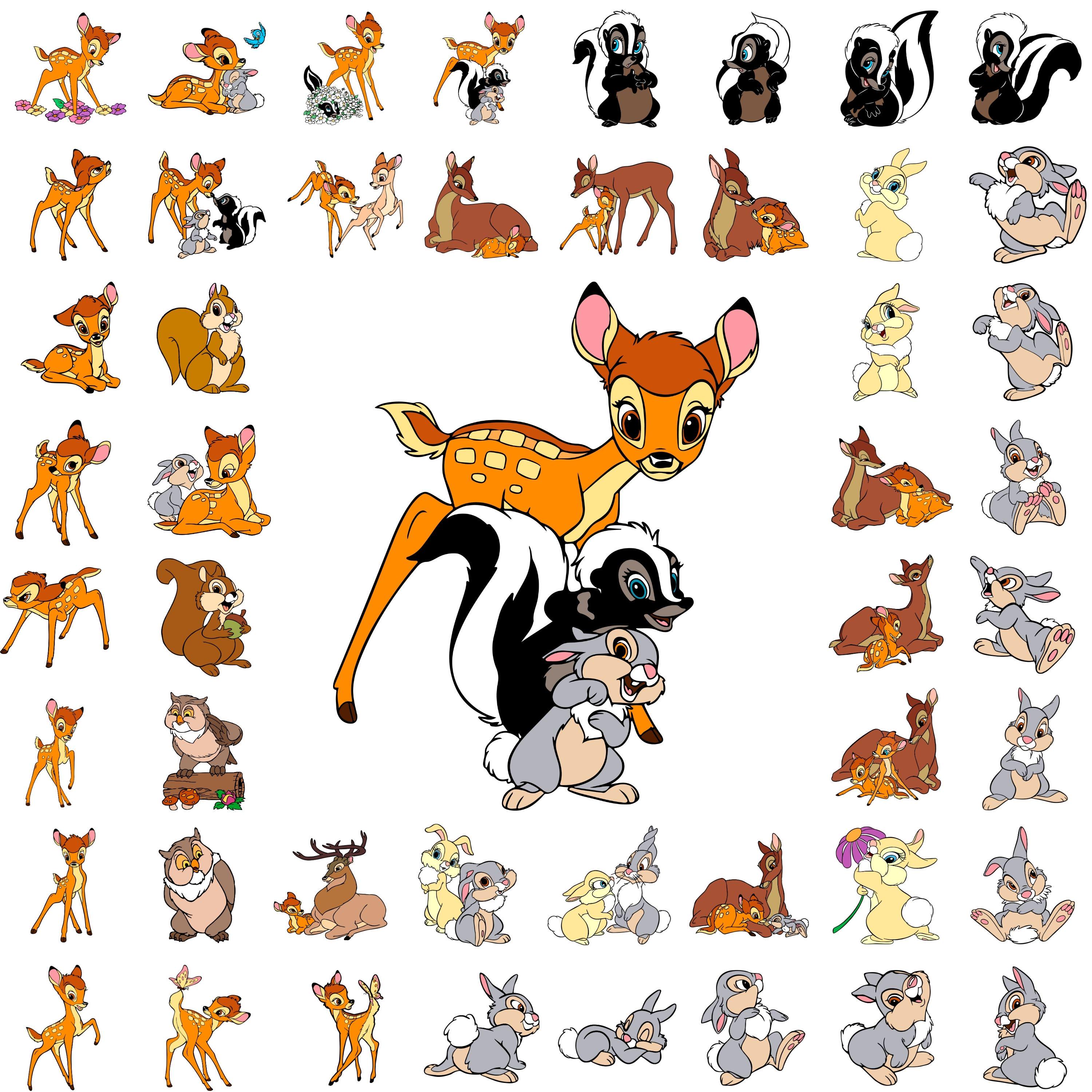 Bambi SVG Bundle, Miss Bunny & Thumper Clipart, Deer PNG Files for
