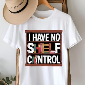 Cita divertida de amante de los libros PNG, Diseño &quot;No tengo control de estantería&quot;, Clipart de humor de bibliotecario, Arte digital de lectura, Descarga instantánea