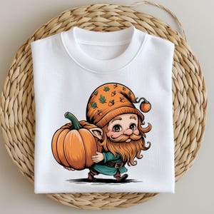 Fall Gnome PNG, Pumpkin Harvest Gnome Sublimation, Autumn Gnome Clipart, Thanksgiving PNG Design, Cute Fall Gnome Digital Download