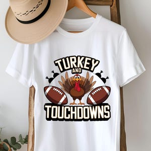 Turkey and Touchdowns PNG, Funny Thanksgiving Football Clipart, Game Day Turkey Sublimation Design for Shirts, Digital Download