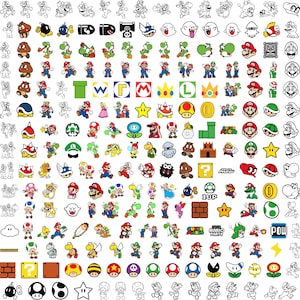 Super Mario SVG PNG Font Bundle, Mario Alphabet Clipart for Cricut, Sublimation Cut Files, Printable Character Designs, Instant Download