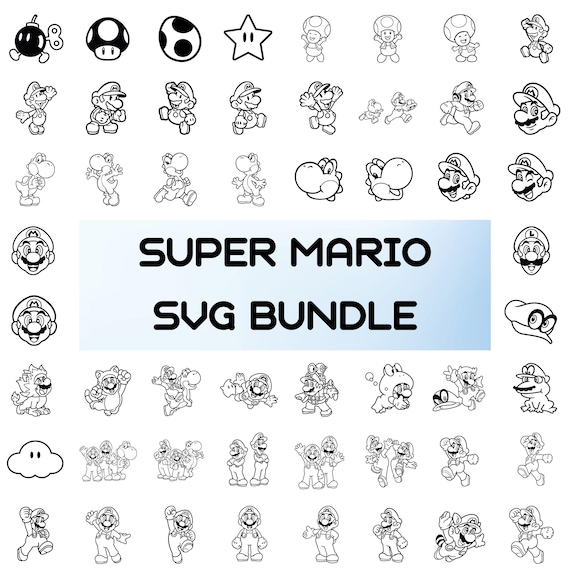 Super Mario SVG Bundle for Cricut and Sublimation, Mario clipart bundle, Mario Cut Files, Printable mario, Luigi Svg, Digital Download