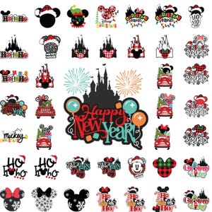 Christmas SVG & PNG Bundle, Mickey Mouse Friends Clipart, Holiday T-Shirt Design for Cricut Silhouette, 300 DPI Instant Digital Download
