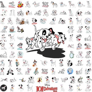 101 Dalmatians Mega SVG Bundle, Cute Dalmatian Dog Clipart Set, Puppy Sublimation Graphics for Shirts, Stickers, Crafts, Digital Download