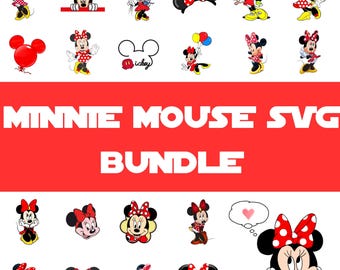 Pacote SVG da Minnie Mouse, Bolinhas de Laço, Cabeça de Minnie SVG, Aniversário SVG, Aniversário de Ratinho SVG, Ratinho Retrô SVG, Ratinho Clássico, Princesa SVG