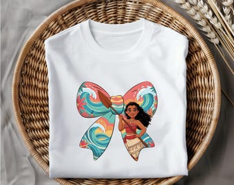 Moana Ocean Bow Png, Island Girl Clipart with Paddle and Waves, Polynesian Princess Summer Design for Sublimation or Print, Instant Download