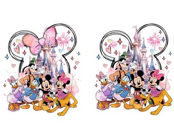 Mouse Castle Watercolor Png Bundle, Mouse Ear Castle Png, Magic Kingdom Png, Retro Colorful Castle Png, Sublimation Design Png, Sublimation
