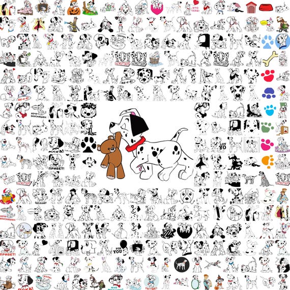 専用ページ！　銅賞✨　モノクロ作品　title「ワンコちゃん1」 101匹わんちゃんメガSVGバンドル、かわいいダルメシアン犬のクリップ