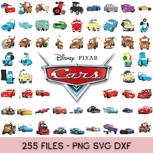 Cars Svg Png Clipart Bundle, Lightning McQueen Mater Digital Set, 255 Files for Cricut Silhouette, Cars PNG SVG DXF Download