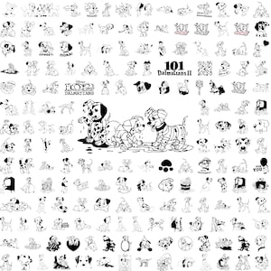 101 Dalmatians Mega SVG Bundle, Cute Dalmatian Dog Clipart Set, Puppy Sublimation Graphics for Shirts, Stickers, Crafts, Digital Download