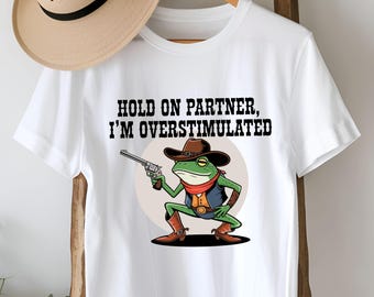 Overstimulated Cowboy Frog PNG, Funny Western Neurodivergent Clipart, Ironic Frog Meme Design, Digital Shirt Art, Instant Download
