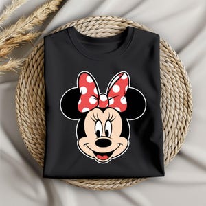 Classic Minnie Head PNG, Red Polka Dot Bow Clipart, Cute Mouse Face Design for Shirts, Minnie Style Art, Instant Digital Download
