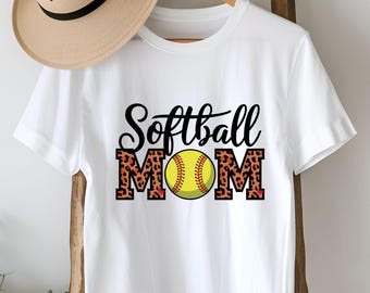 Softball Mom PNG, Leopard Print Sports Mom Sublimation Design, Game Day Shirt Graphic, Digital Download for Baseball Moms