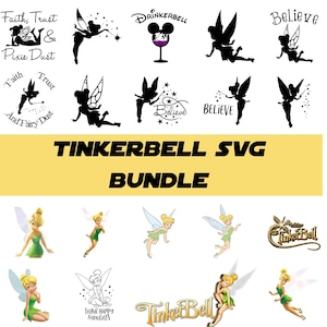 Tinkerbell SVG Bundle, Tinkerbell Svg & Png Files for Cricut, Believe Tinkerbell Png, Fairy Svg for Shirt, Princess Clipart Instant Download
